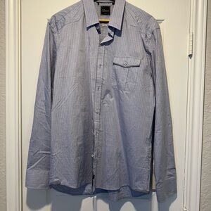 7 Diamonds Light Blue Striped Button Down Shirt